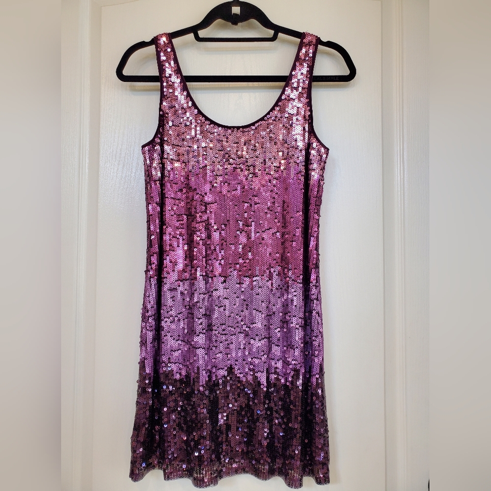 Express Pink and Purple Ombre Sequin Mini Dress